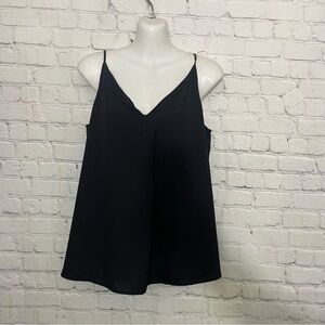 Uniqlo Black Deep V Collar Loose Fit Spaghetti Strap Blouse Top Size: Large